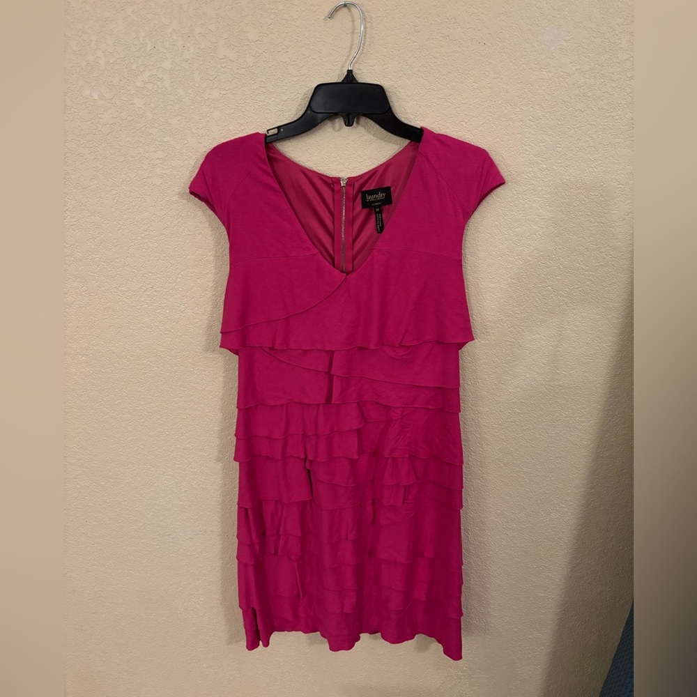 Laundry By Shelli Segal Fuchsia Hot Pink Layered Dress, Size 10